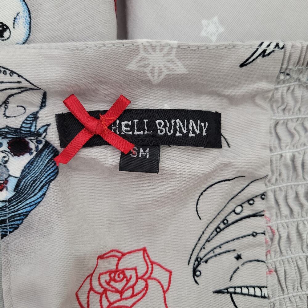 Hell Bunny Zoey Mini Dress size S Day of the Dead Skulls & Unicorns Goth Pin-Up - Picture 3 of 9